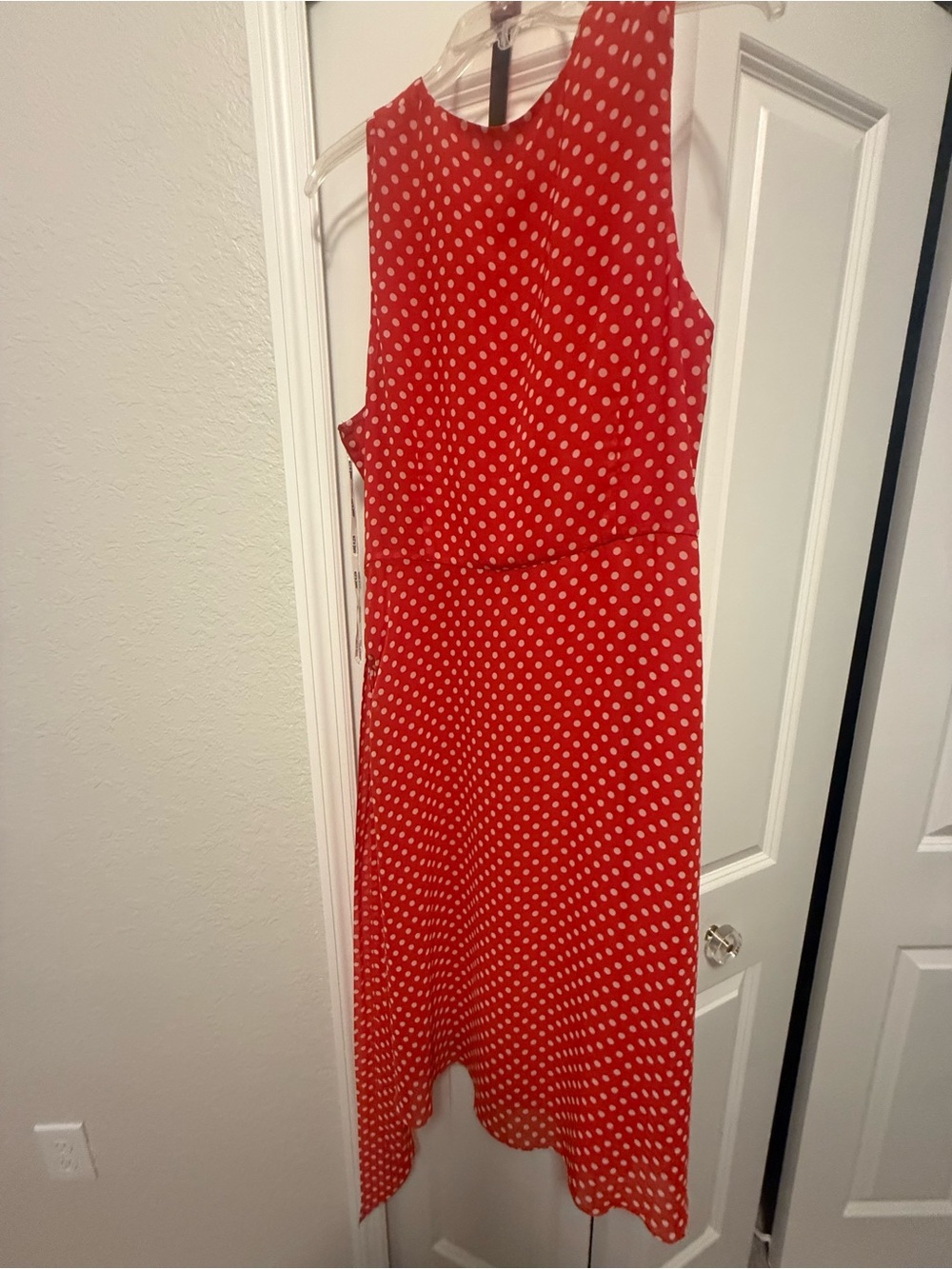Anne Klein Red Polka Dot Sleeveless Midi Dress